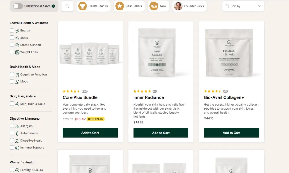 Website Experience and Subscription Options